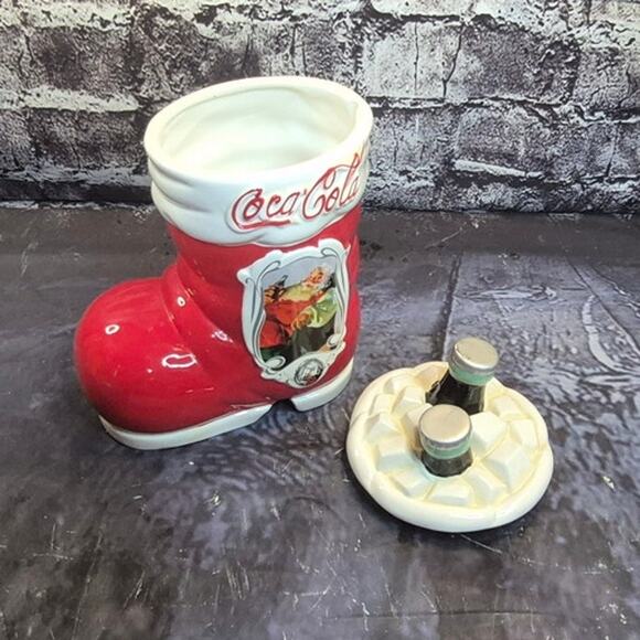 Vintage Houston  Harvest Coca-Cola 75th Anniversary Santa Boot Cookie Jar - Picture 4 of 8
